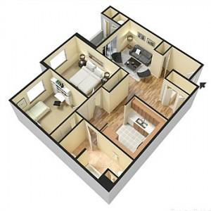 Willows Two Bedroom Floor Plan